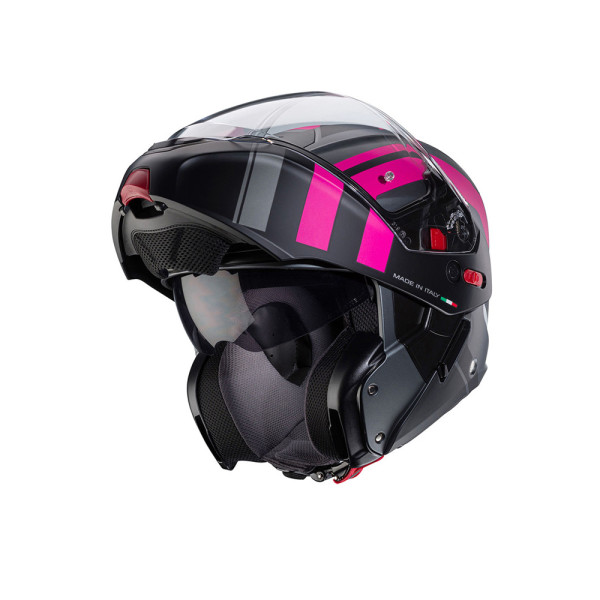 Шлем з підборіддям Caberg Horus X сірий-чорний-рожевий