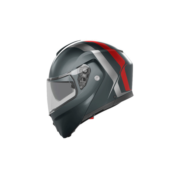 Шолом щелепний AGV Streetmodular Resia сірий-сріблястий-червоний матовий