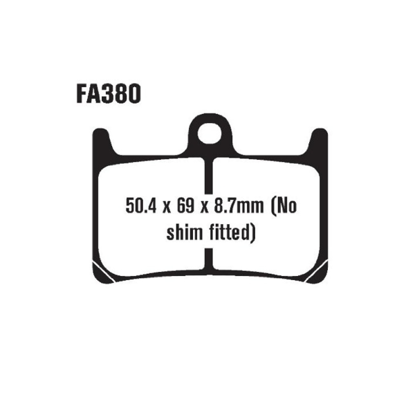 Гальмівні колодки EBC EPFA380HH 50.4 x 69 x 8.7mm на перед