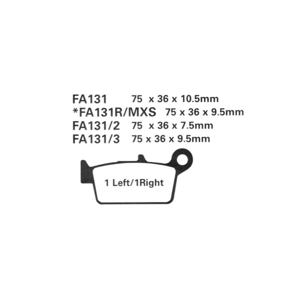Гальмівні колодки EBC FA131TT 75 x 36 x 10.5mm на зад