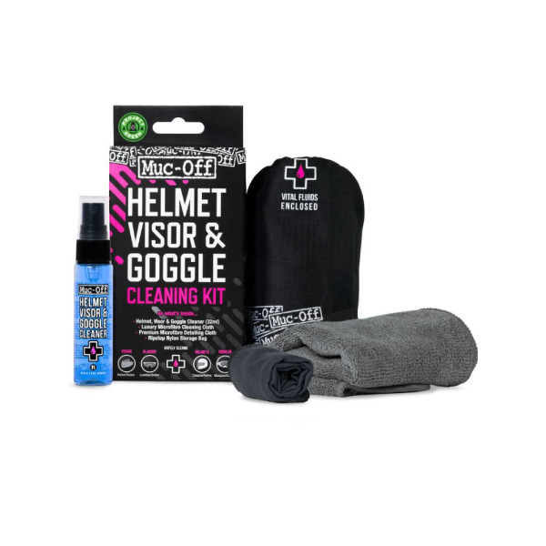 Набір Muc-Off для чищення шолома, визора та окулярів рушник + засіб для чищення об'ємом: 30 мл