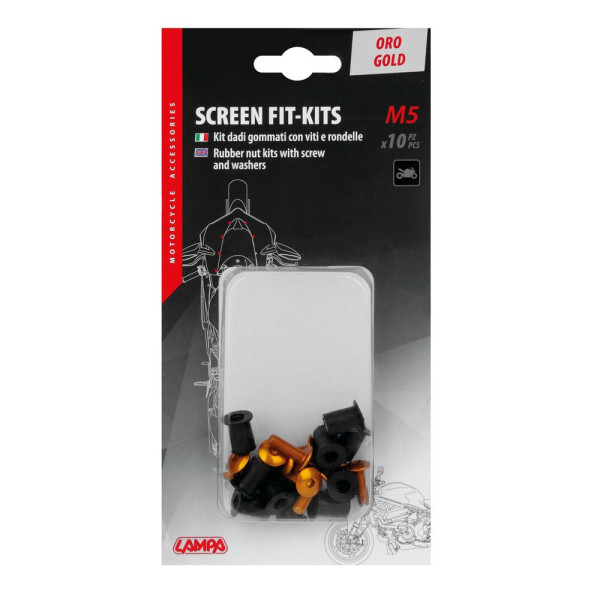 Гвинти для обтічників та мотоциклетних вітрових стекол Lampa самозатягуючі золоті 10 шт. M5