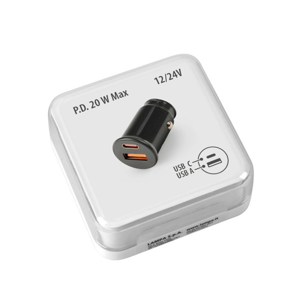 USB зарядний пристрій (A+C) Лампа 12/24V