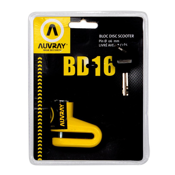 Блокування на диск AUVRAY - BD16 жовта, діаметр штиря 6mm