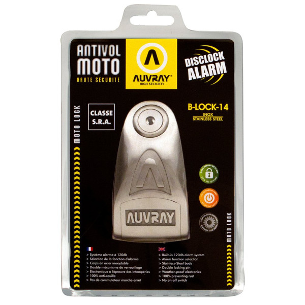 Блокування на диск з сигналізацією AUVRAY B-Lock 14 INOX нержавіюча сталь, діаметр штиря 14mm (клас S.R.A.)