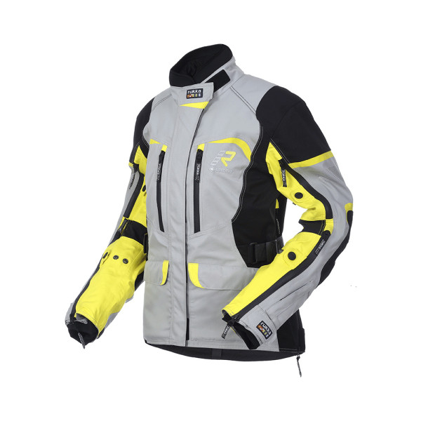 Жіноча текстильна мотоциклетна куртка Rukka Rimorina сірого-жовтого кольору