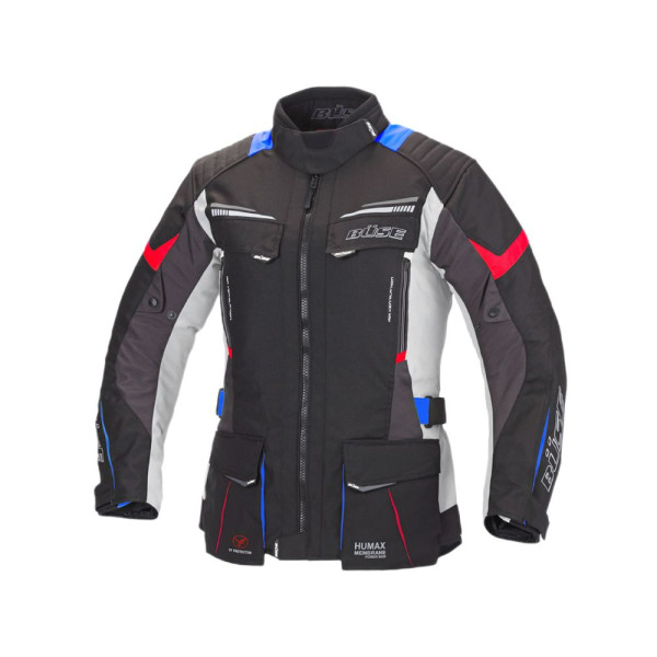 Жіноча текстильна мотоциклетна куртка Büse Lago Pro сірого, синього та червоного кольору