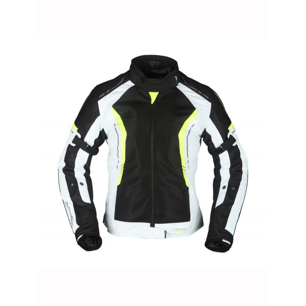 Жіноча мотоциклетна куртка Modeka Khao Air чорна-попелясто-неонова