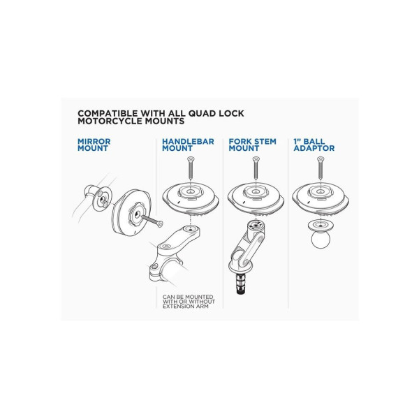 Водонепроникна бездротова зарядна голівка Quad Lock 360