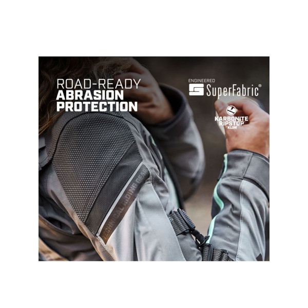 Жіноча текстильна мотоциклетна куртка Klim Artemis сірого-зеленого кольору