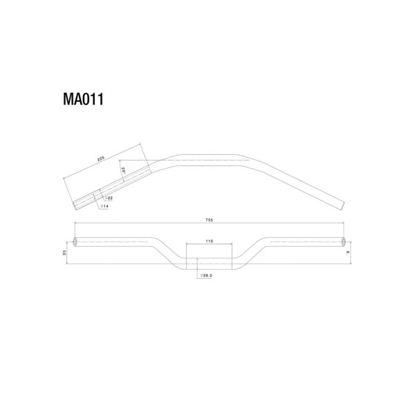 Мотоциклетний кермо Rizoma Ø 22-29 mm чорне