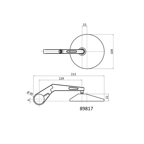 Довгі дзеркала D-MIRROR-10 Daytona для монтажу на кінцях манеток чорні