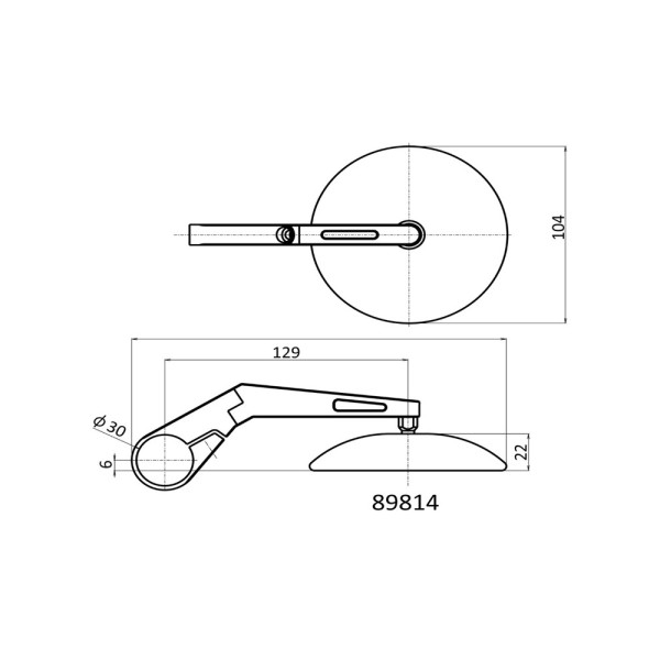 Довгі дзеркала D-MIRROR-9 Daytona для монтажу на кінцях ручок чорні