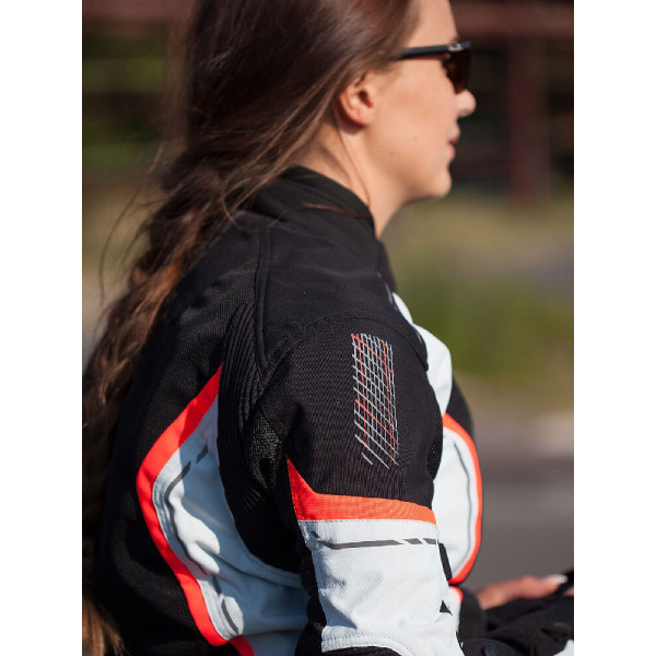 Жіноча мотоциклетна куртка Modeka Khao Air чорна-попелясто-червона