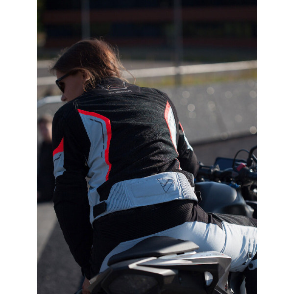 Жіноча мотоциклетна куртка Modeka Khao Air чорна-попелясто-червона