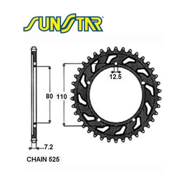 Задня зірочка SUNSTAR 1-4335 45 зубів для HONDA XRV 750AFRICA TWIN 93-02