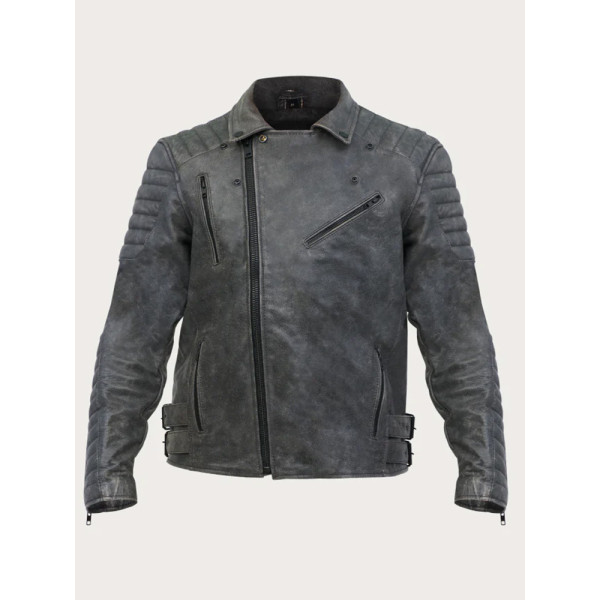 Мотоциклетна куртка шкіряна Broger Ohio Vintage сірого кольору