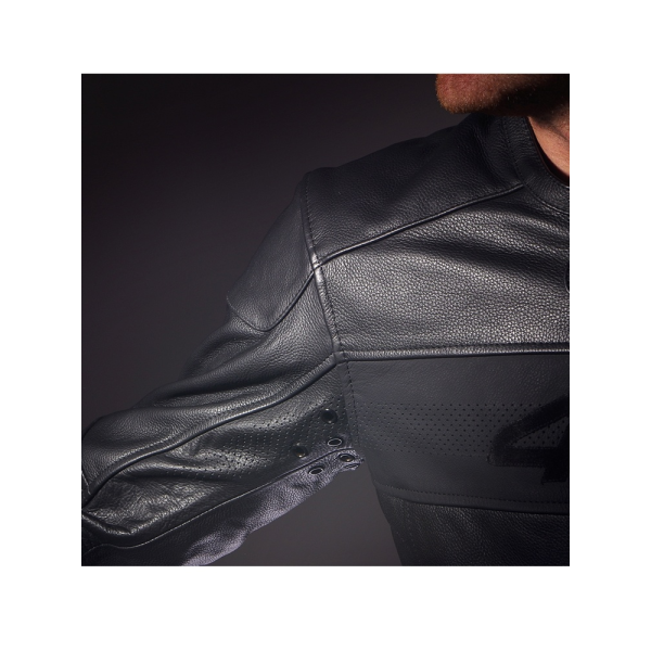 Мотоциклетна куртка шкіряна 4SR Hooligan Black Velvet чорна