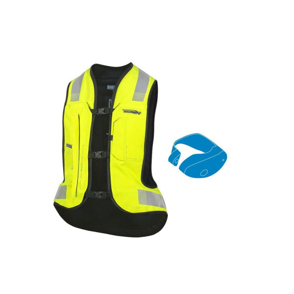 Мотоциклетний жилет з повітряною подушкою Helite E-Turtle 2 + Датчик SDU флуо жовтий