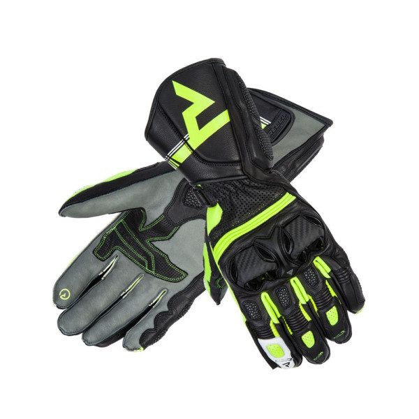Жіночі мотоциклетні рукавички Rebelhorn ST Long чорні-флюо жовті