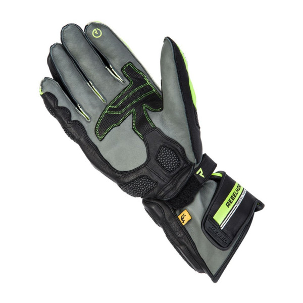 Жіночі мотоциклетні рукавички Rebelhorn ST Long чорні-флюо жовті