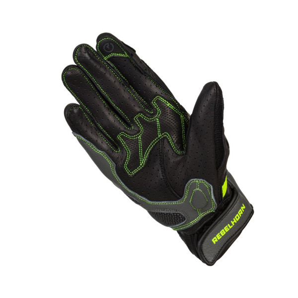 Жіночі мотоциклетні рукавички Rebelhorn Flux II чорні-флюо жовті