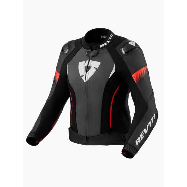 Жіноча мотоциклетна куртка шкіряна REV’IT! Xena 4 Pro чорна-флюо червона