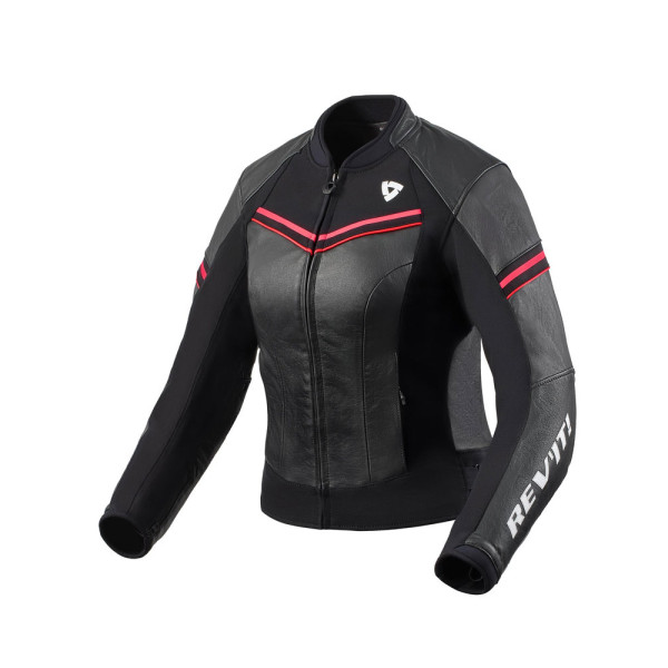 Жіноча мотоциклетна куртка шкіряна REV'IT! Median чорна-рожева