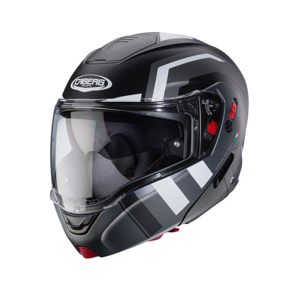 Шолом з підборіддям Caberg Horus X чорний-сірий-білий