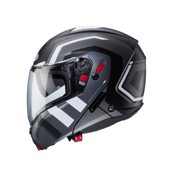 Шолом з підборіддям Caberg Horus X чорний-сірий-білий