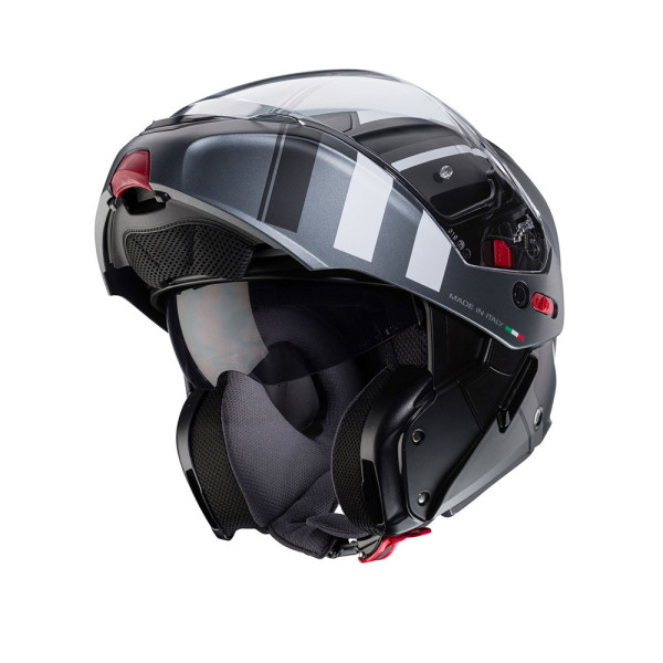 Шолом з підборіддям Caberg Horus X чорний-сірий-білий