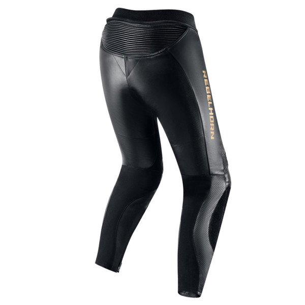 Жіночі мотоциклетні шкіряні штани Rebelhorn Rebel чорні-золоті