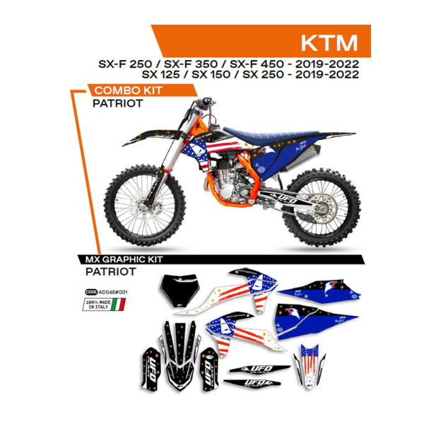 Комплект наклейок UFO Patriot для KTM SX/SXF 125/150/250/350/450 (19-) чорний