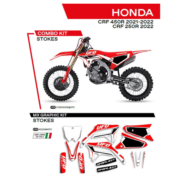 Комплект наклейок UFO Stokes для Honda CRF 250R (22-), CRF 450R (21-) червоний