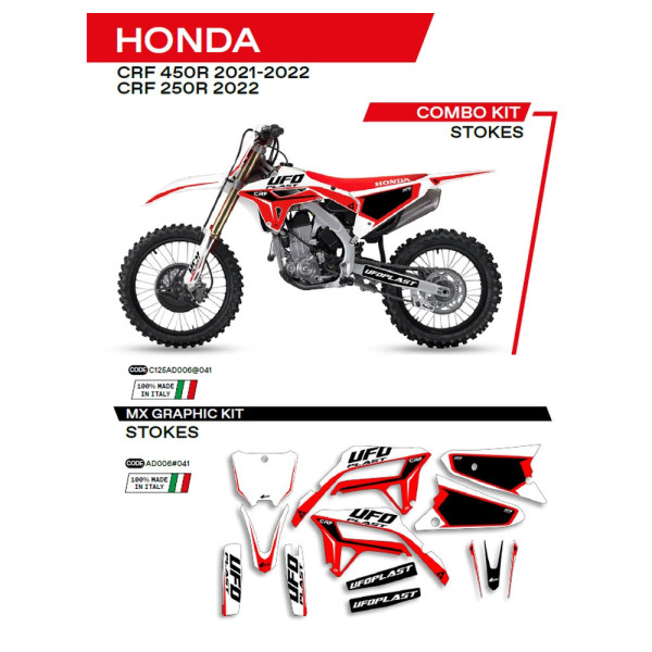 Комплект наклейок UFO Stokes для Honda CRF 250R (22-), CRF 450R (21-) білий