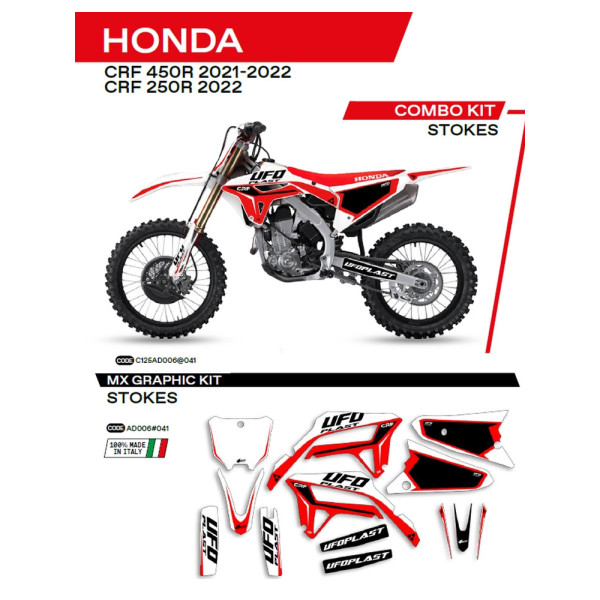 Комплект наклейок UFO Stokes для Honda CRF 250R (22-), CRF 450R (21-) чорний