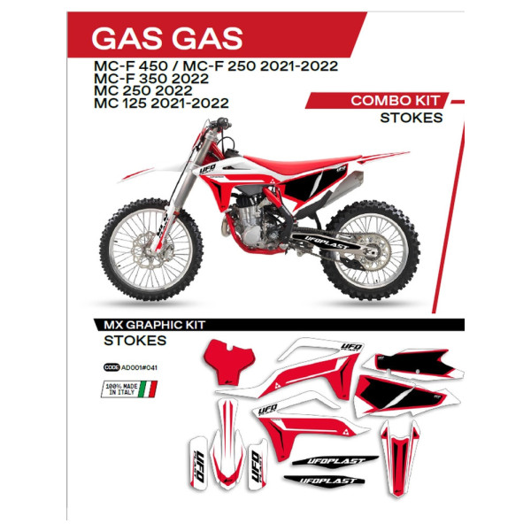 Комплект наклейок UFO Stokes для Gas-Gas MC 125 (21-), MC 250 (22-), MCF 250/350/450(21-) білий