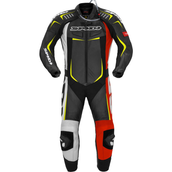 Мотоциклетний комбінезон Spidi Track Wind Pro одночастинний чорний-червоний-жовтий