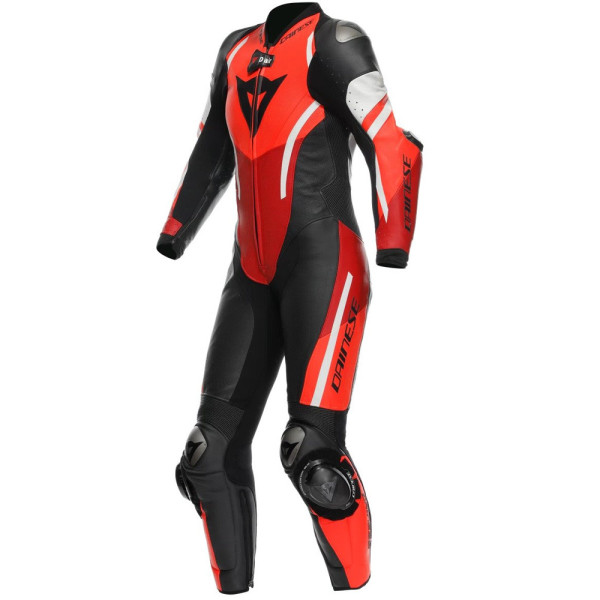 Костюм мотоциклетний одночастинний жіночий Dainese Misano 3 D-Air з подушкою повітряною версія перфорована чорний-червоний-білий