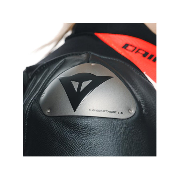 Костюм мотоциклетний одночастинний жіночий Dainese Misano 3 D-Air з подушкою повітряною версія перфорована чорний-червоний-білий