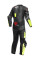 Мотоциклетний комбінезон одночастинний Dainese Misano 3 D-Air з повітряною подушкою перфорована версія чорний-сірий-жовтий