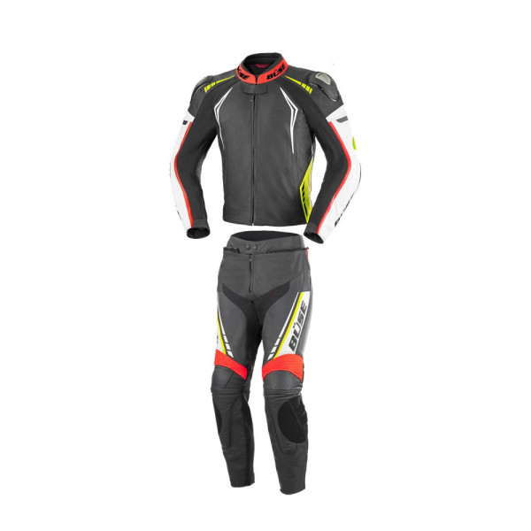 Мотоциклетний комбінезон двочастинний Büse Silverstone Pro чорний-червоний-флюо жовтий