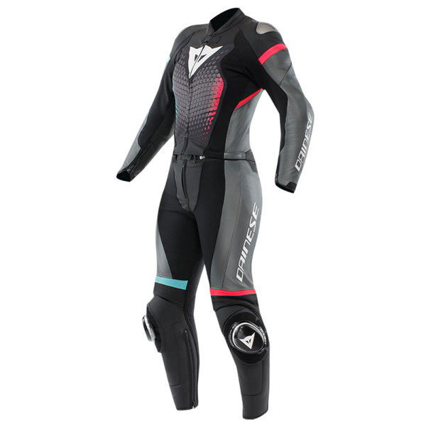 Двочастинний жіночий мотоциклетний комбінезон Dainese Fulminea чорний-сірий-білий