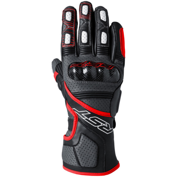 Кожані мотоциклетні рукавички RST Fulcrum чорнo-червоні