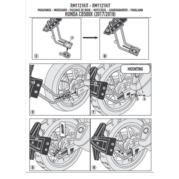 Задній бризковик GIVI RM02 Honda CB 500 X 16-18креплення в комплекті