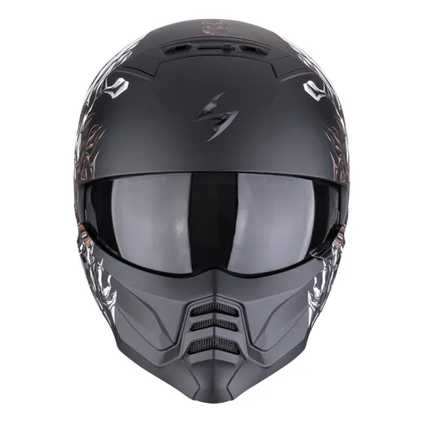 Модульний шолом Scorpion Exo-Combat II Genesis чорний-білий-золотий матовий