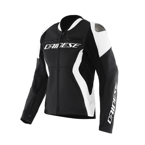 Жіноча мотокуртка шкіряна Dainese Racing 5 чорна-біла
