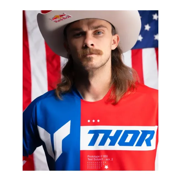 Кофта ендуро Thor Launchmode Patriot червоно-біло-синя