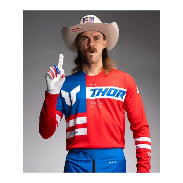 Кофта ендуро Thor Launchmode Patriot червоно-біло-синя