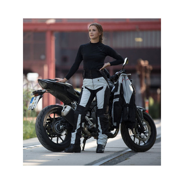 Жіночі текстильні мотоштани Modeka Elaya попелясто-чорні